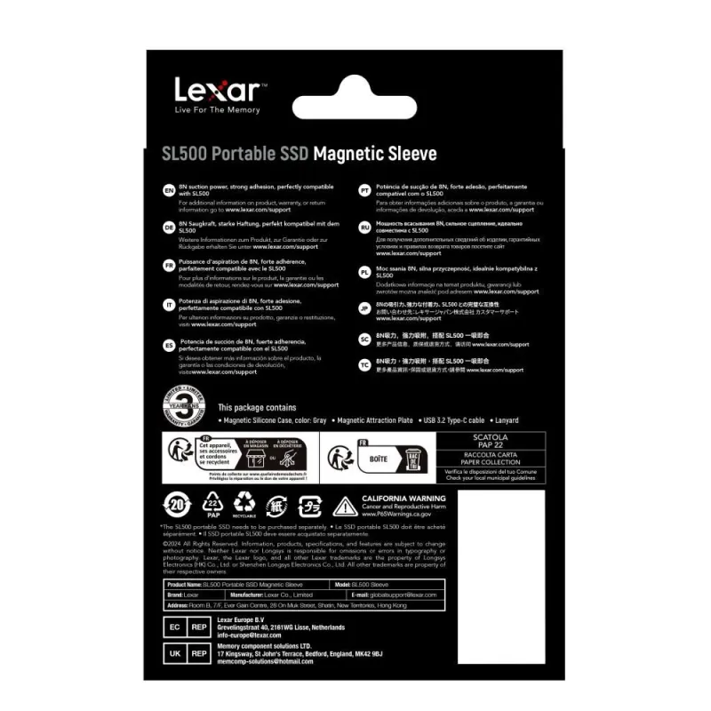 Ssd acc sleeve-lsl500xsleeve-rnbng lexar