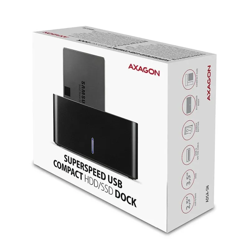 Hdd acc dock station usb3.2-2.5-3.5 sata adsa-sn axagon