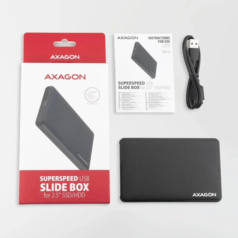 Hdd acc enclosure 2.5-usb3.2 ee25-sl axagon