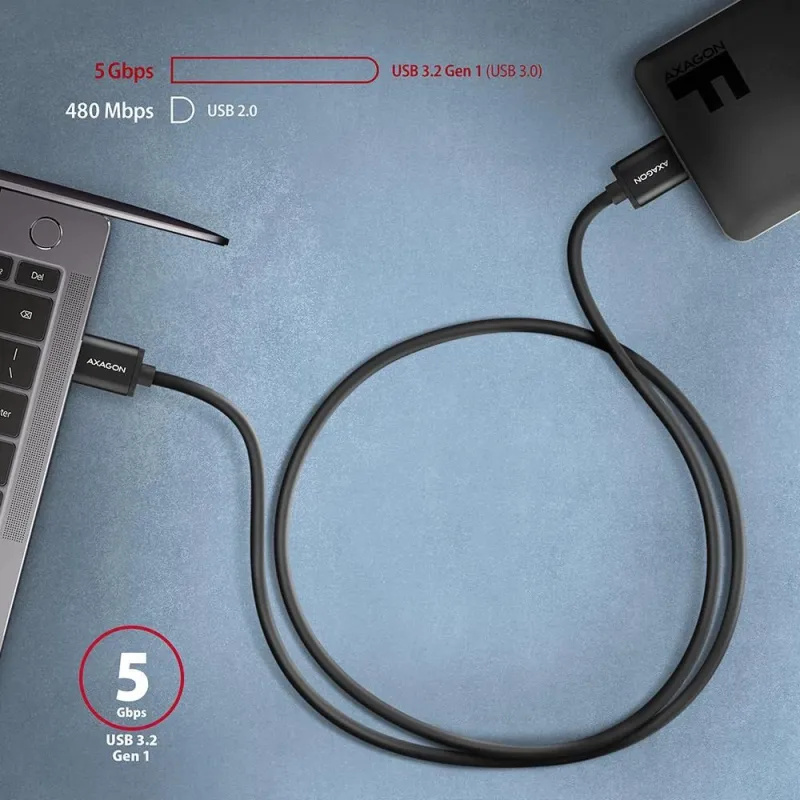 Cable usb3.2 to micro-b 1m-speed blk bumm3-am10ab axagon