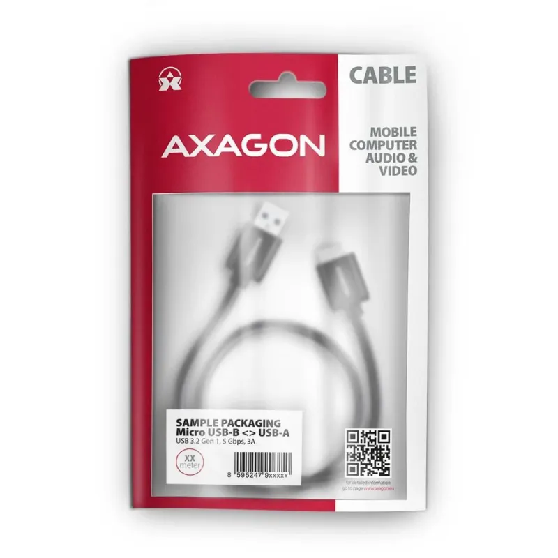Cable usb3.2 to micro-b 1m-speed blk bumm3-am10ab axagon