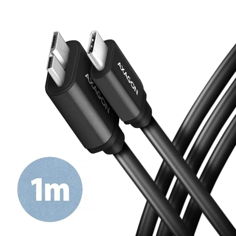 Cable usb-c to micro-b 1m-speed blk bumm3-cm10ab axagon