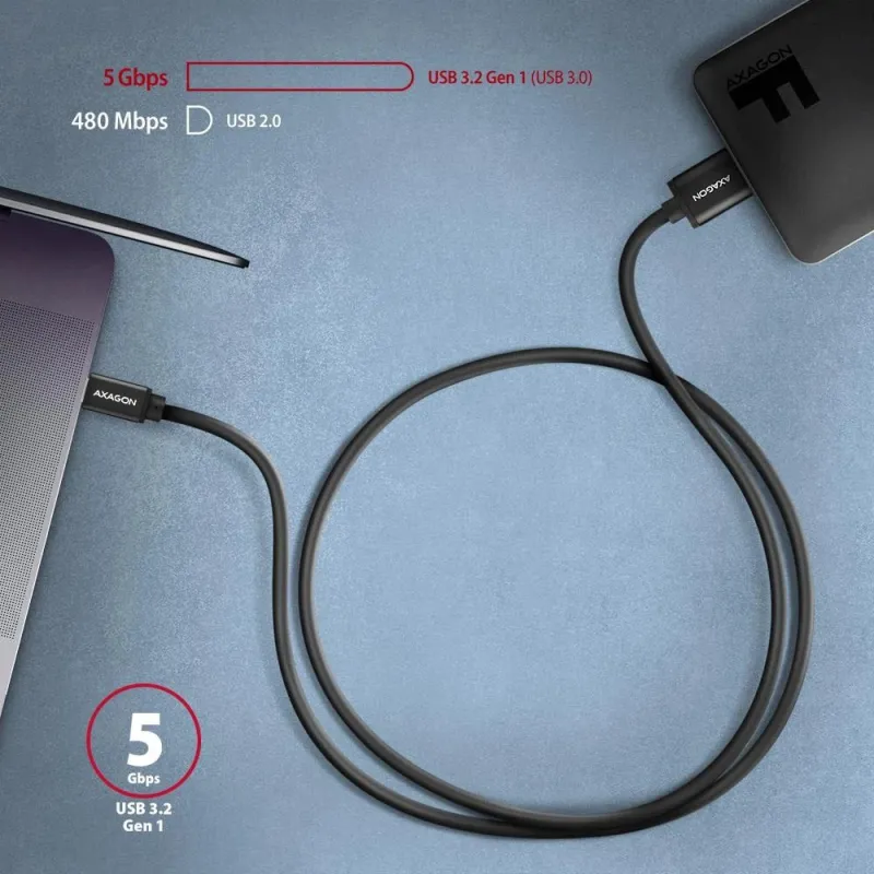 Cable usb-c to micro-b 1m-speed blk bumm3-cm10ab axagon