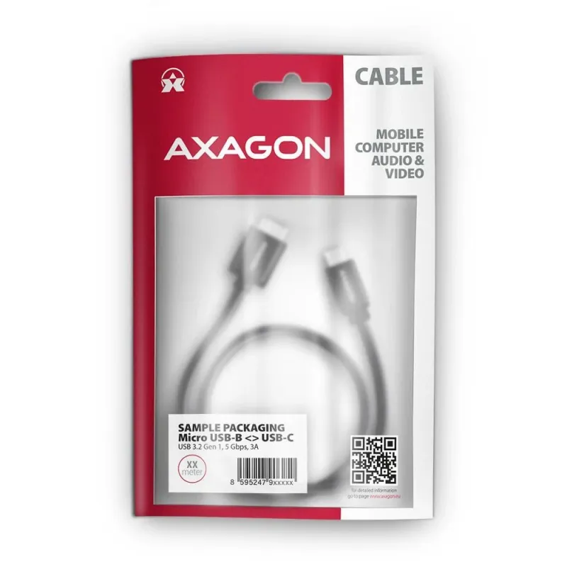 Cable usb-c to micro-b 1m-speed blk bumm3-cm10ab axagon