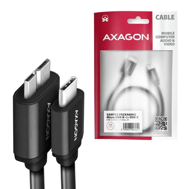 Cable usb-c to micro-b 1m-speed blk bumm3-cm10ab axagon