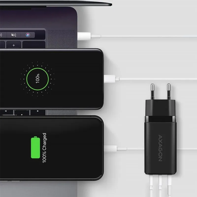 Mobile charger wall usb 65w-gan 3port acu-dpq65 axagon