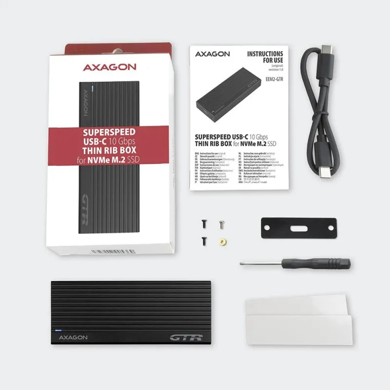 Ssd acc enclosure m.2 nvme-usb-c eem2-gtr axagon