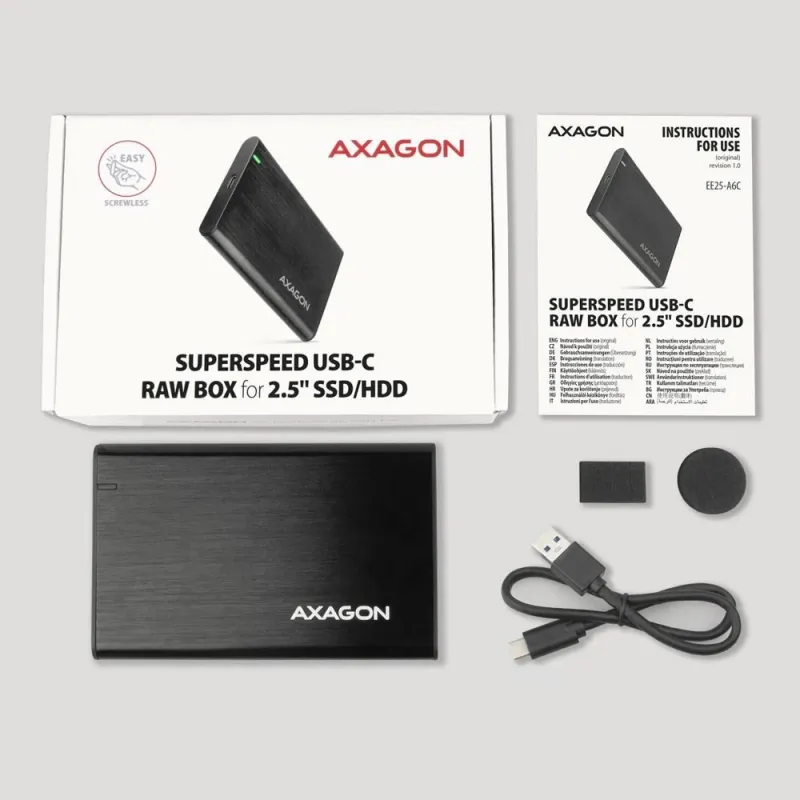 Hdd acc enclosure 2.5-usb-c ee25-a6c axagon