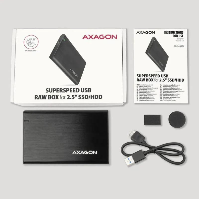 Hdd acc enclosure 2.5-usb3.2 ee25-a6m axagon