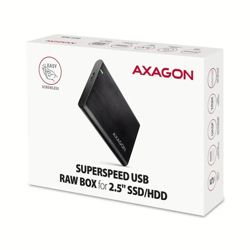 Hdd acc enclosure 2.5-usb3.2 ee25-a6m axagon