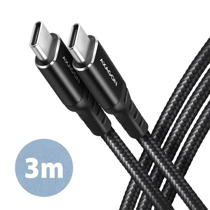 Cable usb-c to usb-c 3m 60w-hq black bucm-cm30ab axagon