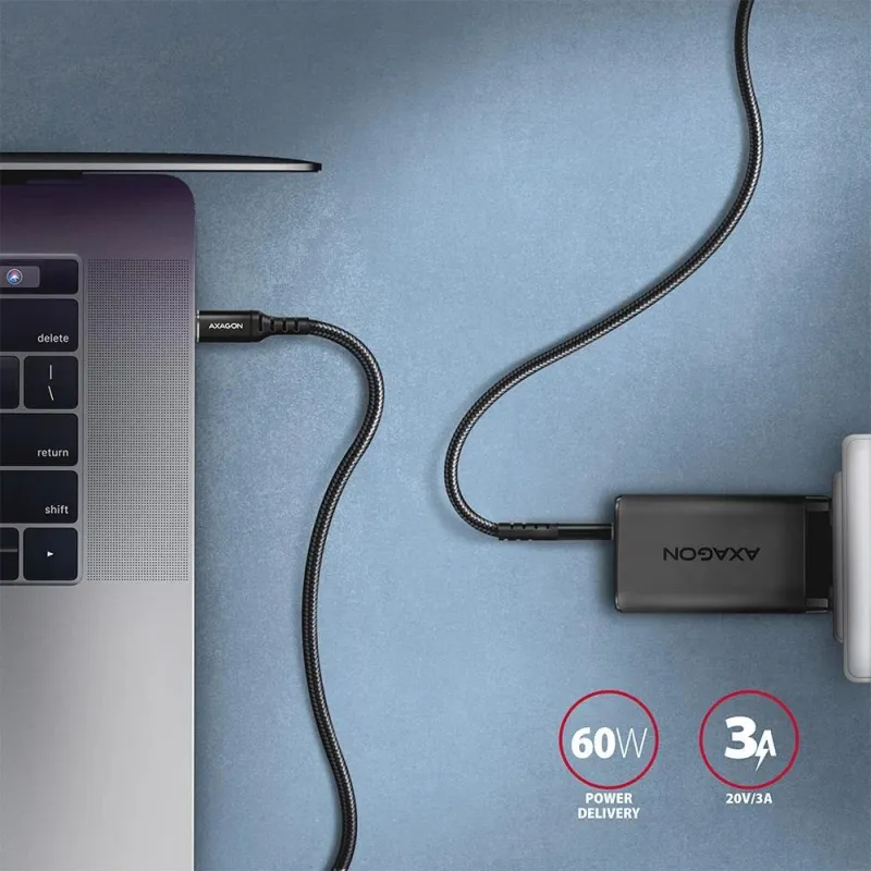 Cable usb-c to usb-c 3m 60w-hq black bucm-cm30ab axagon