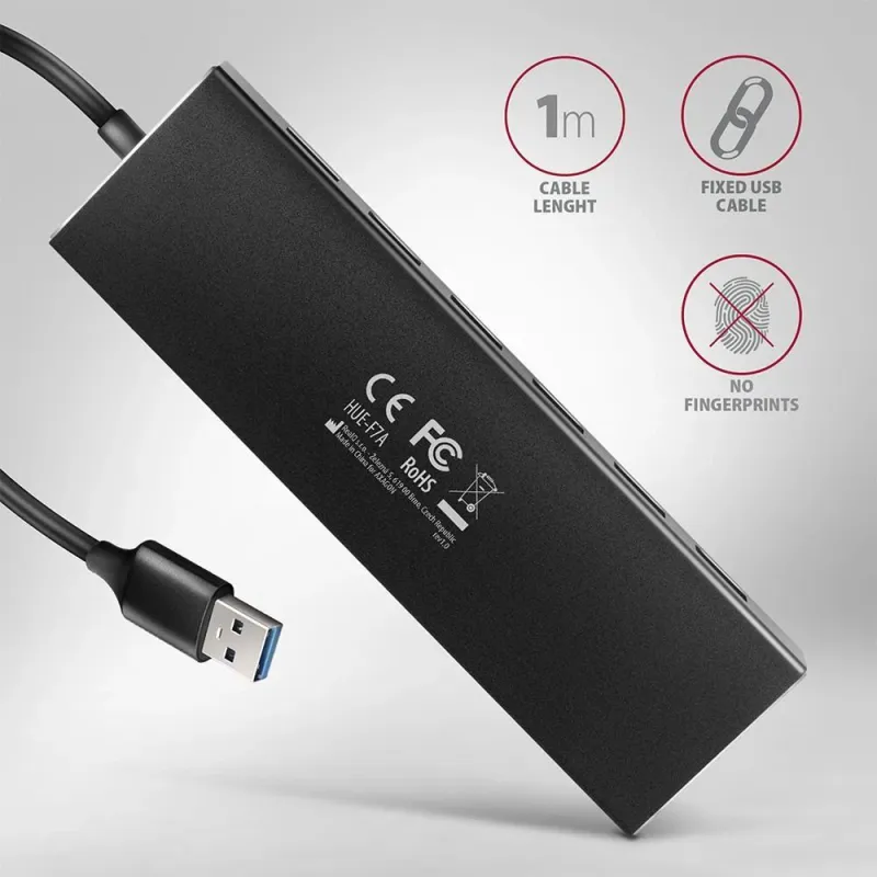 I-o hub usb3.2 7port flat-1m hue-f7a axagon