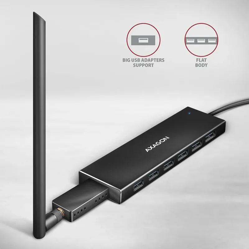 I-o hub usb3.2 7port flat-1m hue-f7a axagon