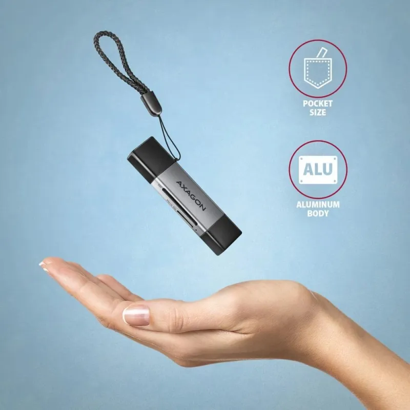 AXAGON Mobile USB 3.2 Gen 1 MINI card reader with USB-C and USB-A connectors - CRE-DAC