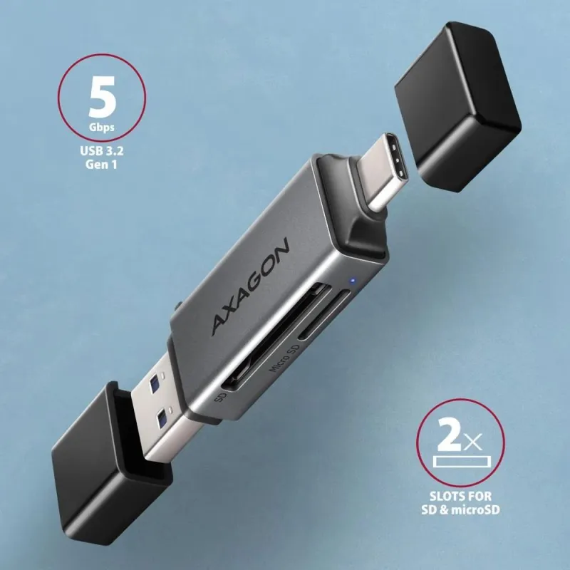 AXAGON Mobile USB 3.2 Gen 1 MINI card reader with USB-C and USB-A connectors - CRE-DAC