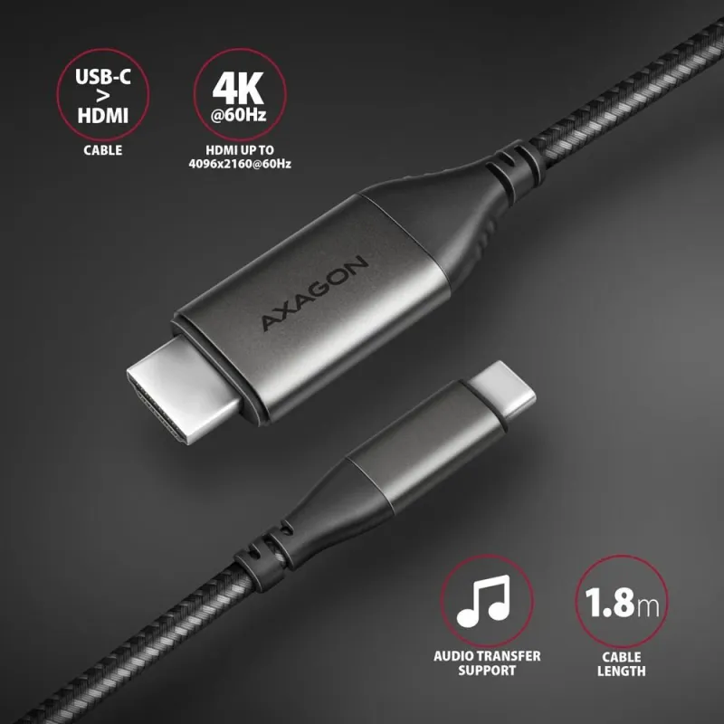 Cable usb-c to hdmi 1.8m-rvc-hi2mc axagon