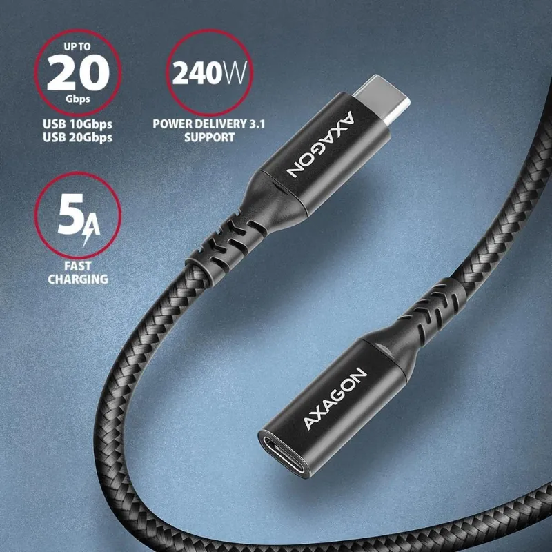 Cable usb-c extension 1.5m-black bucm32-cf15ab axagon