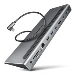 AXAGON USB-C 5Gbps TRIPLE 4K DISPLAY 11in1 Hub - HMC-4KX3