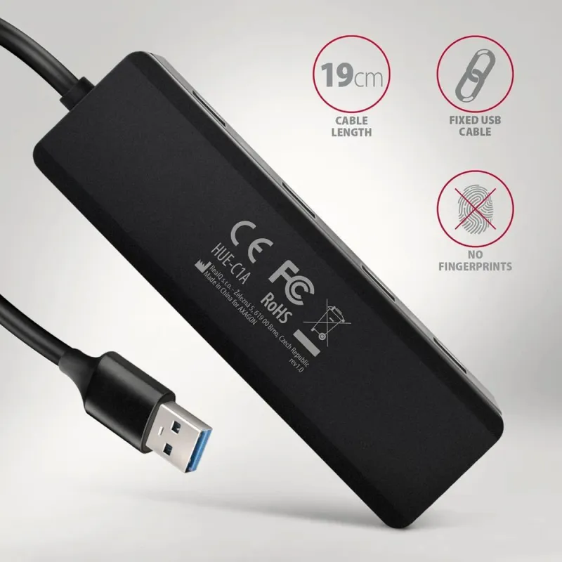 AXAGON Travel four-port USB-A 5Gbps hub - HUE-C1A