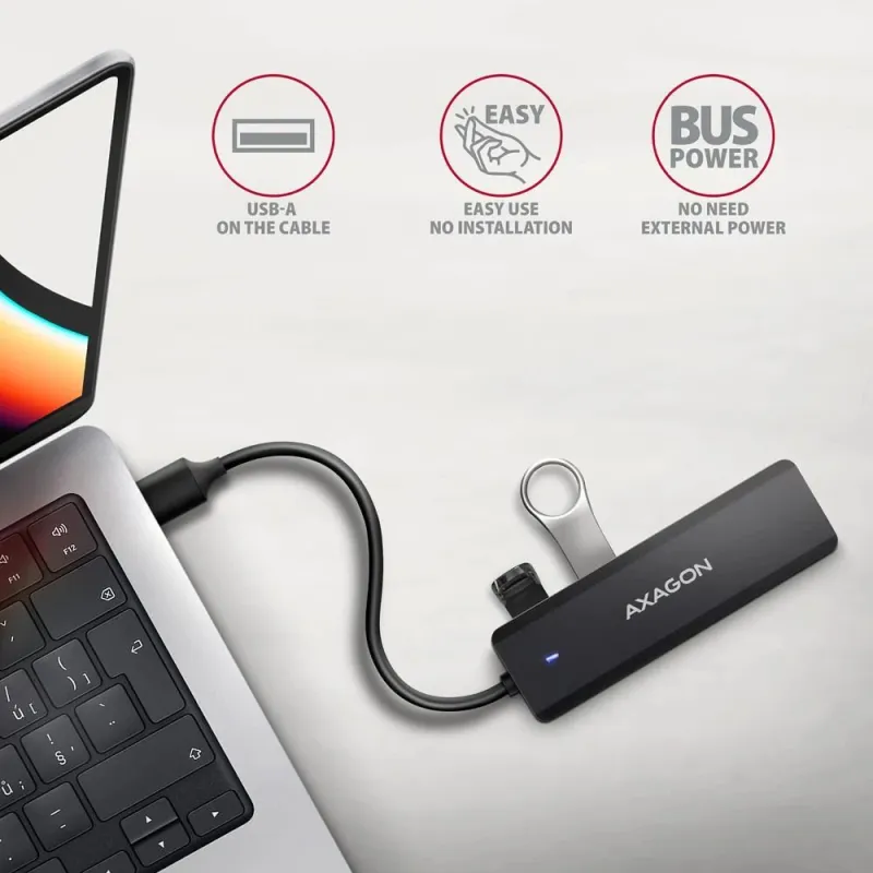 AXAGON Travel four-port USB-A 5Gbps hub - HUE-C1A