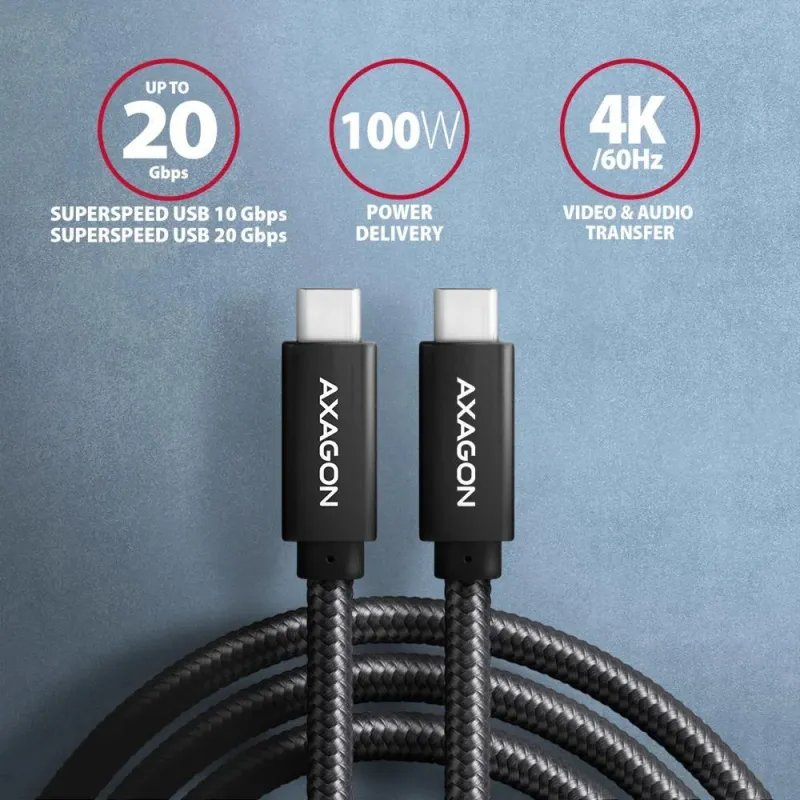 Cable usb-c to usb-c 1.5m 100w-black bucm32-cm15ab axagon