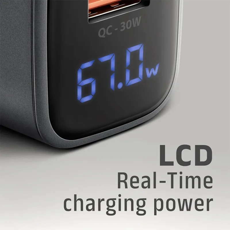 Mobile charger wall usb 67w-gan 2port acu-pq67d axagon