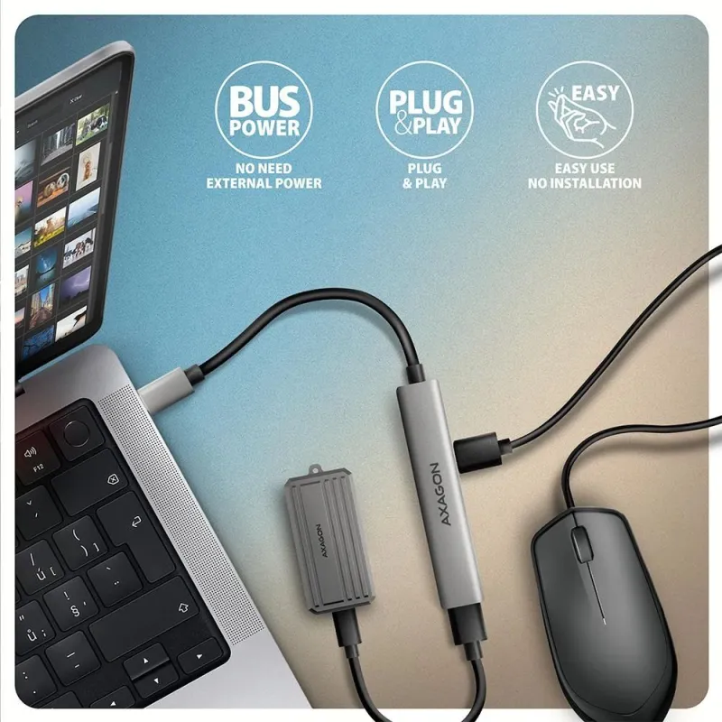 I-o hub usb3.2 4port-0.12m hue-stc axagon