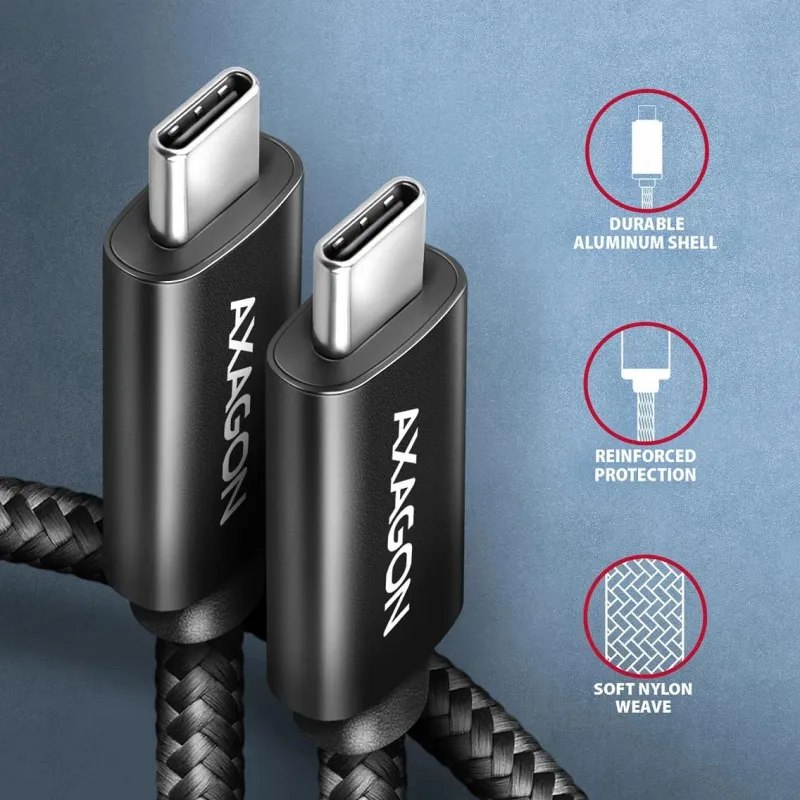 Cable usb-c to usb-c 0.5m 240w-8k black bucm4x-cm05ab axagon