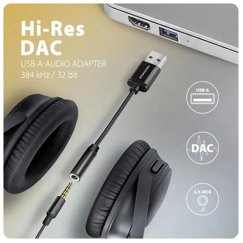 Adapter usb-c to audio 3.5mm-dac 0.1m ada-ha axagon