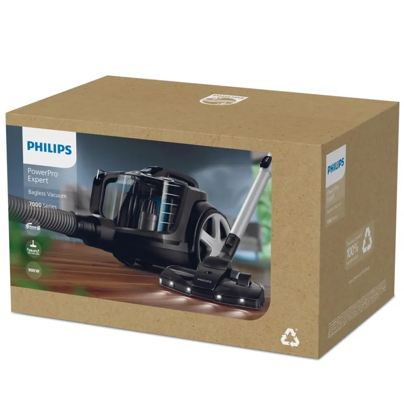 Vacuum Cleaner-PHILIPS-PowerPro Expert 7000 series-Bagless-900 Watts-Capacity 2 l-Noise 75 dB-Black-Weight 5.5 kg-FC9747-09
