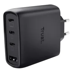 Mobile charger wall maxo 65w-4-port gan black 26067 trust