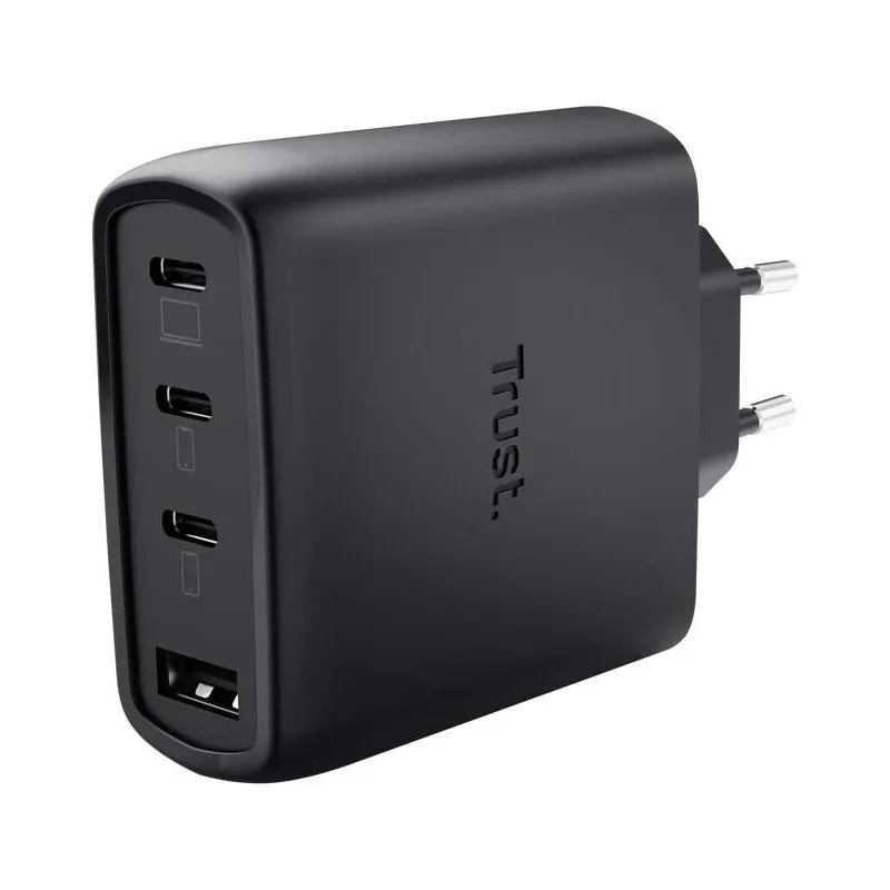 Mobile charger wall maxo 65w-4-port gan black 26067 trust