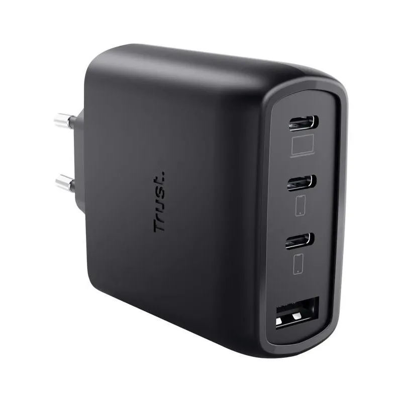 Mobile charger wall maxo 65w-4-port gan black 26067 trust