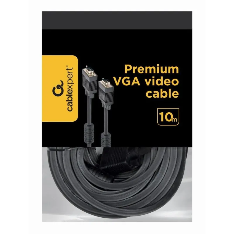 Gembird CC-PPVGA-10M-B Premium VGA HD15M-HD15M dual-shielded w-2ferrite core 10M - Cablexpert