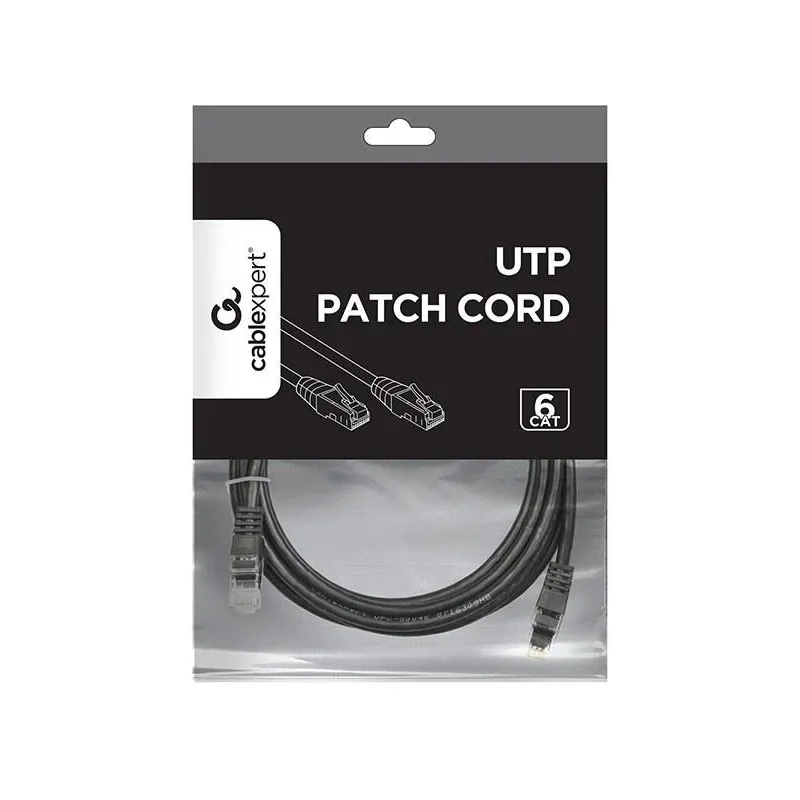 Patch cable cat6 utp 3m-black pp6u-3m-bk gembird