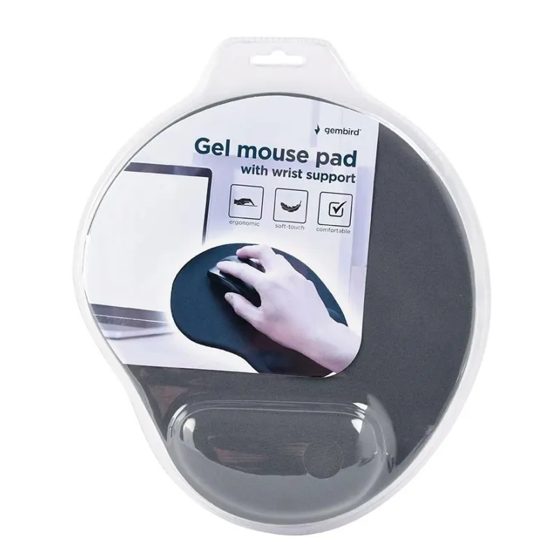 Gembird - MP-GEL-GR Gel mouse pad with wrist support, grey Comfortable - Gel mouse pad - Grey