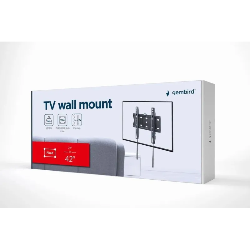 Gembird - Wall mount - WM-42F-01 - Fixed - 23-42  - Black