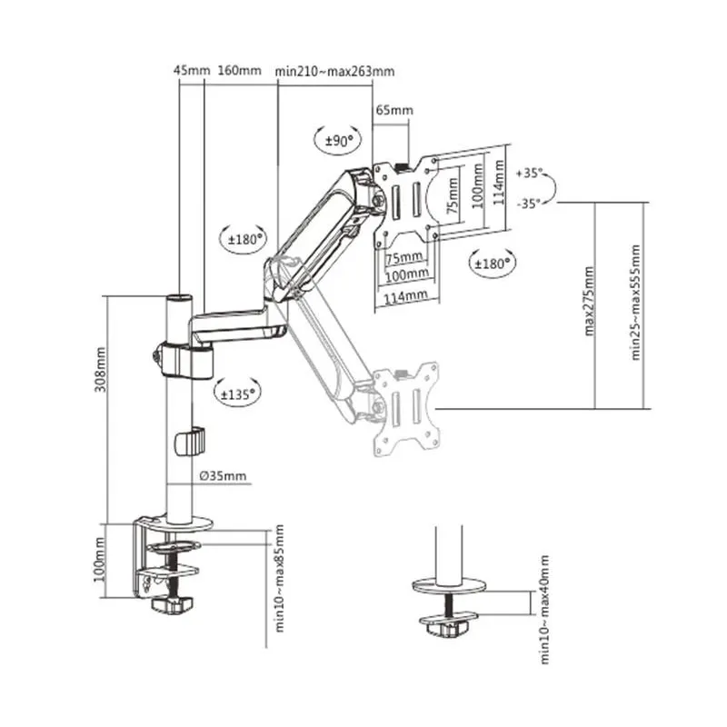 Display acc mounting arm-17-32 ma-da1p-01 gembird