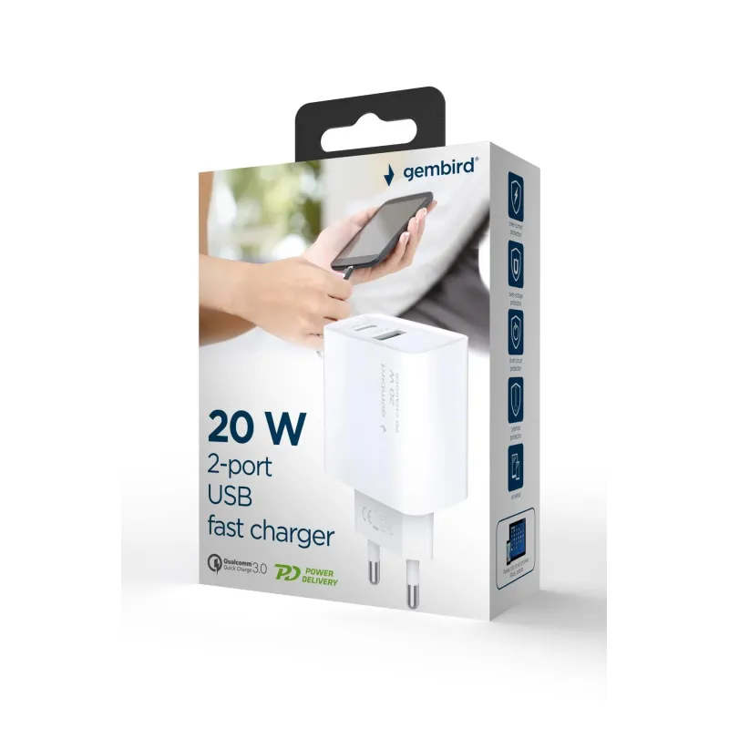 Charger usb universal qc3.0-ta-uc-pdqc20-01-w gembird