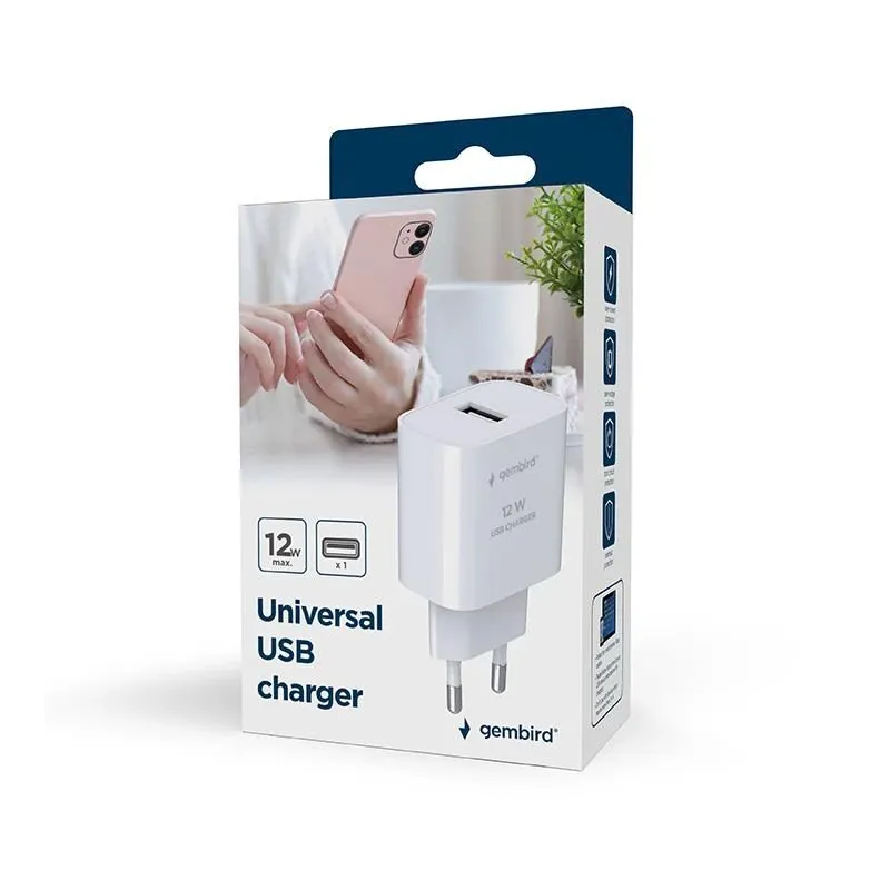 Charger usb universal 2.4a-black ta-uc-1a12-01-bk gembird