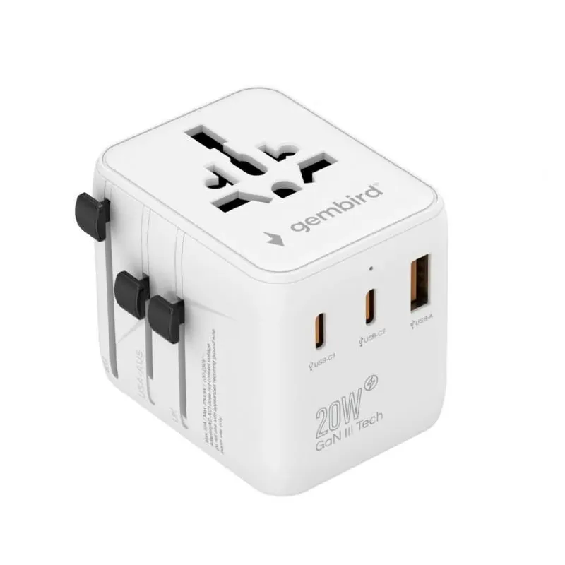 Power adapter travel 20w-white tpa-1a2c20-01-w gembird