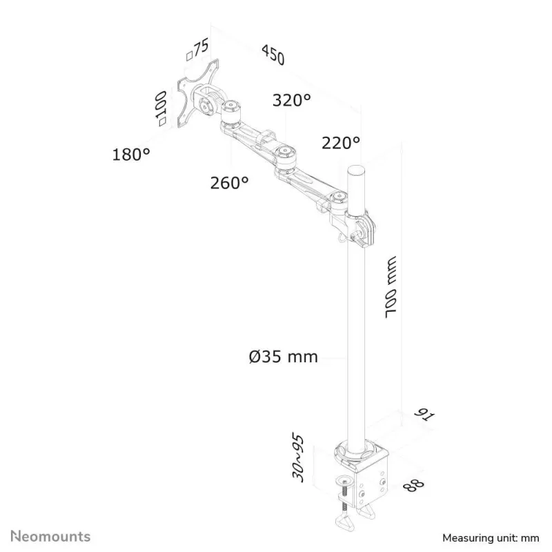 Tv set acc desk mount silver-fpma-d935pole70 neomounts