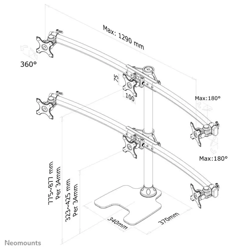 Monitor acc desk mount 10-27-fpma-d700dd6 neomounts