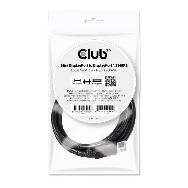 Cable mini dp to dp 2m-m-m cac-2163 club3d