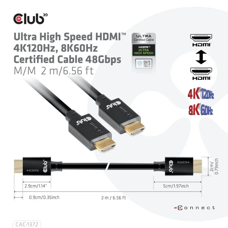 Cable hdmi to hdmi 2m-m-m cac-1372 club3d