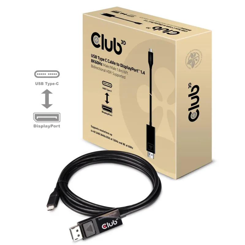 Cable usb-c to dp 1.8m-m-m cac-1557 club3d
