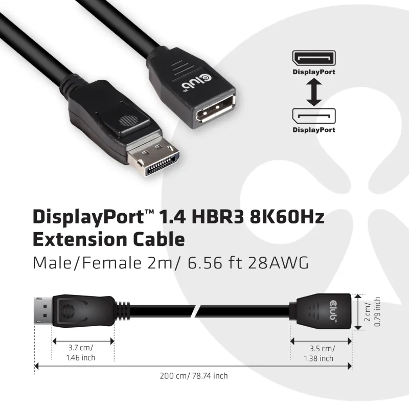 Cable dp to dp 2m-m-f cac-1022 club3d