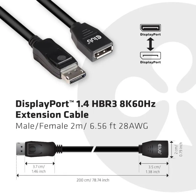 Cable dp to dp 2m-m-f cac-1022 club3d