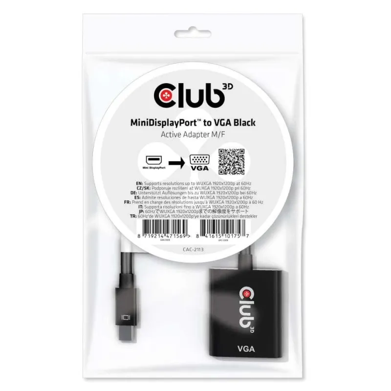 I-o adapter mini dp to vga-m-f cac-2113 club3d